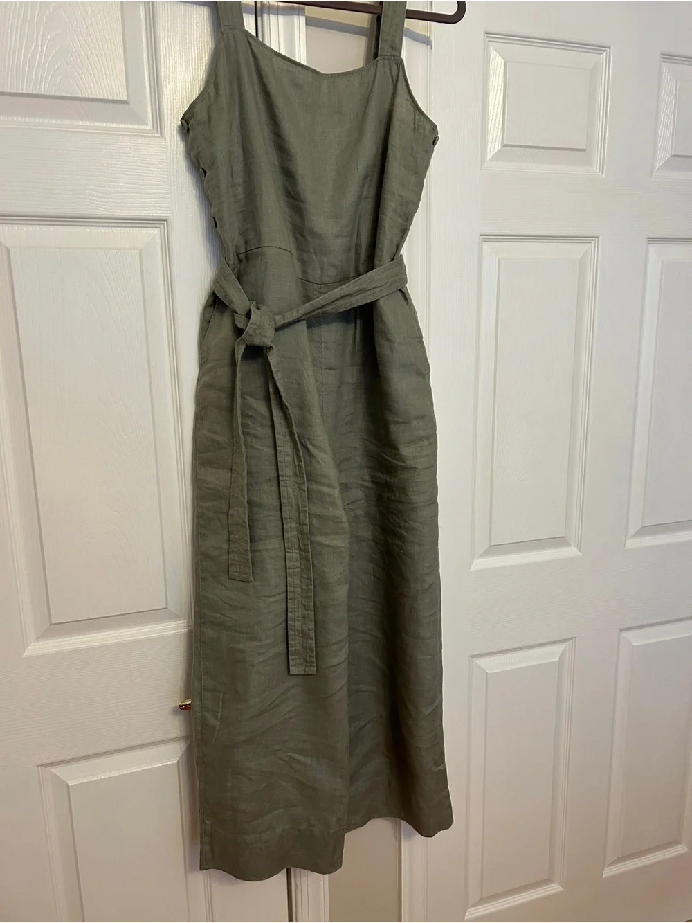 Everlane Linen Side-Tie Jumpsuit in Sage
